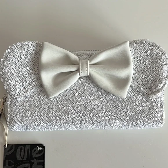 NEW SET Loungefly Minnie Mouse Sequin Wedding Crossbody Bag and wallet - Picture 13 of 16